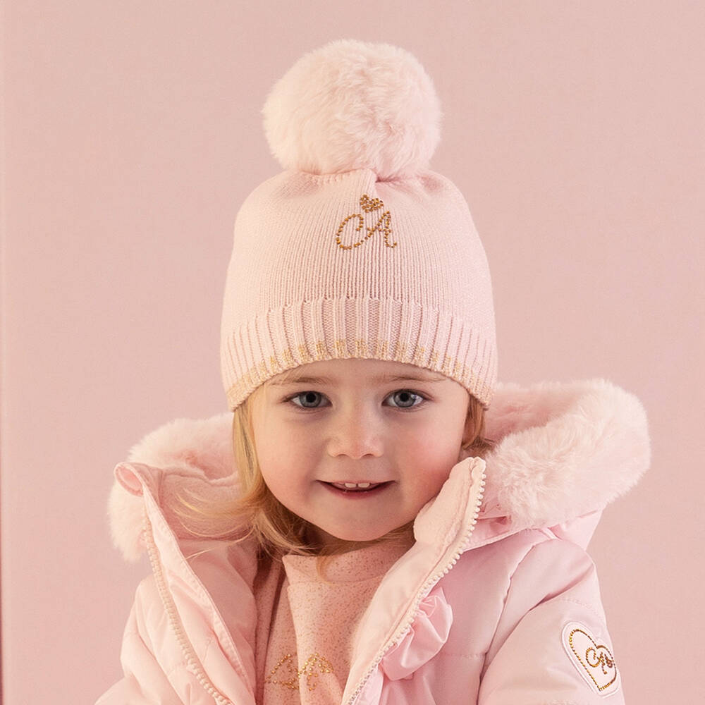 Pink pom pom hat new arrivals
