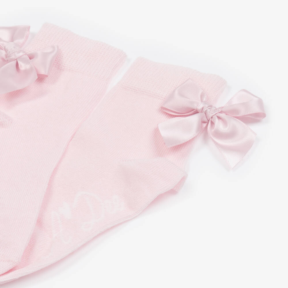 A Dee-جوارب كاحل بفيونكة قطن لون زهري للبنات | Childrensalon Outlet