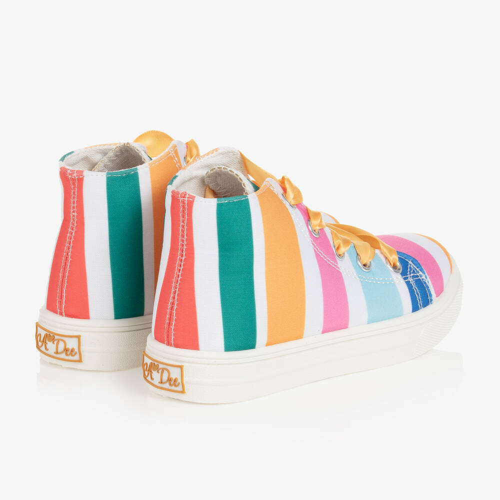 A Dee-Girls Pastel Striped High-Top Canvas Trainers | Childrensalon Outlet