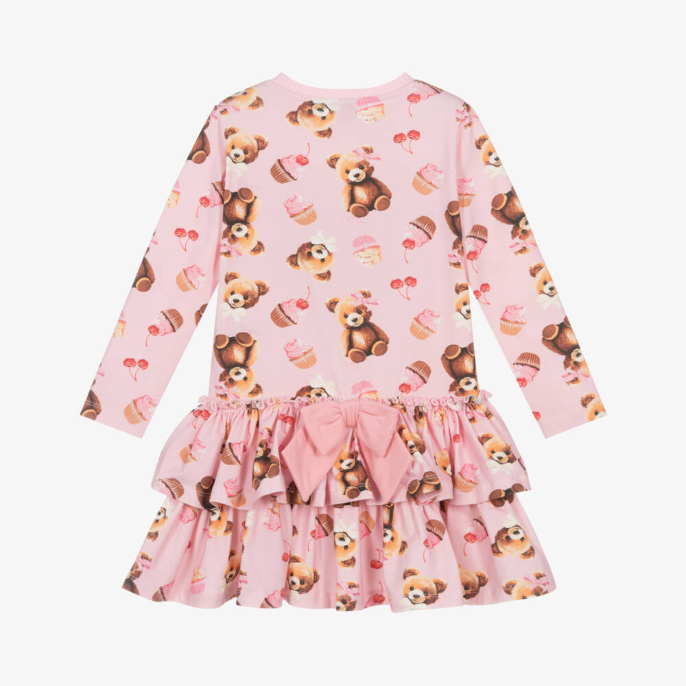 A Dee-Girls Pink Bear Print Cotton Jersey Dress | Childrensalon Outlet