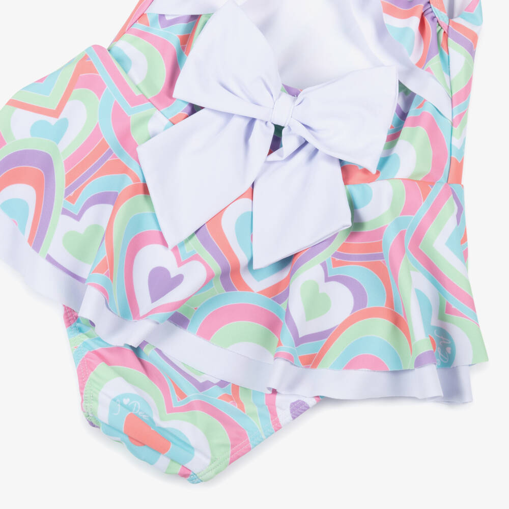 A Dee-Girls Pink Colourful Heart Print Swimsuit | Childrensalon Outlet