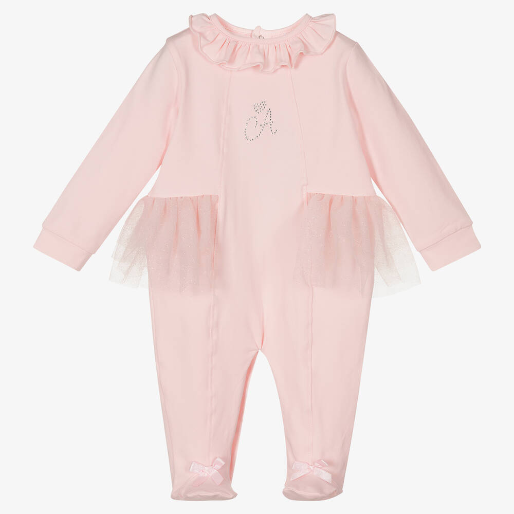 A Dee - Girls Pink Cotton Babygrow | Childrensalon