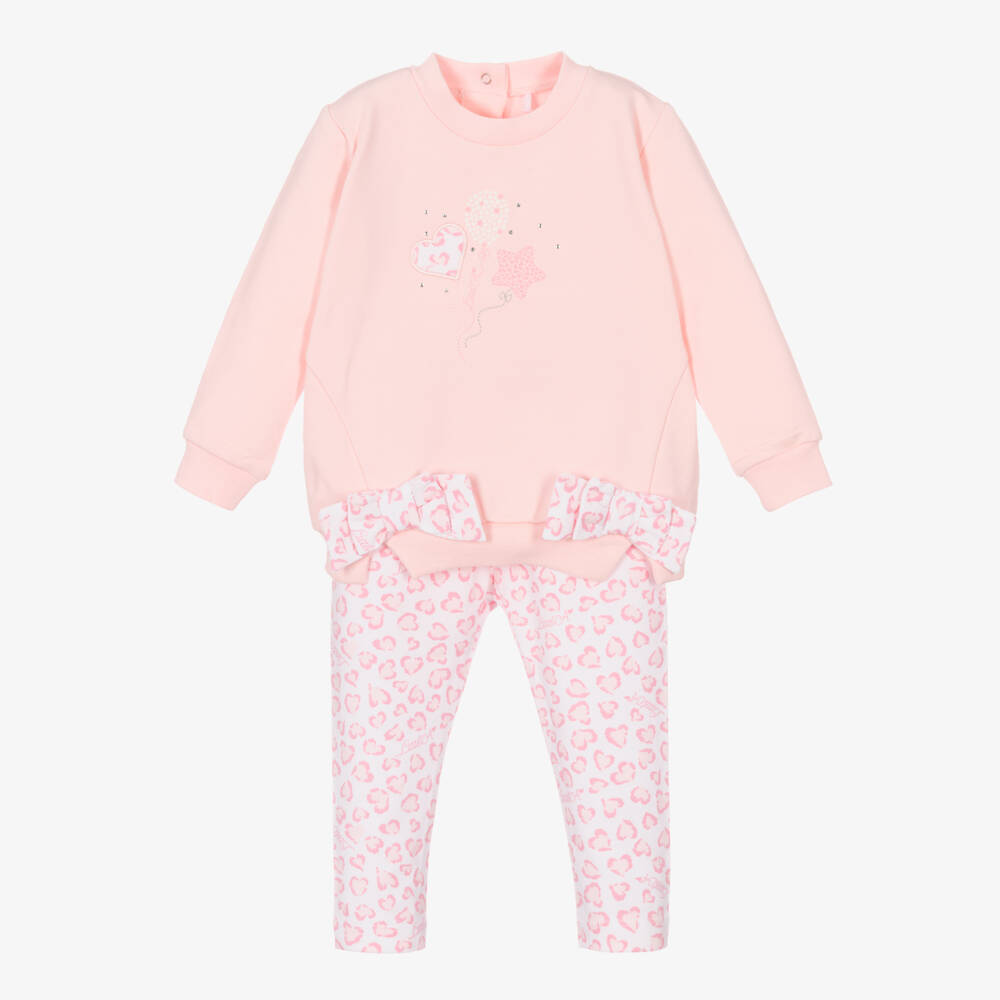 A Dee-Girls Pink Cotton Balloon Leggings Set | Childrensalon Outlet