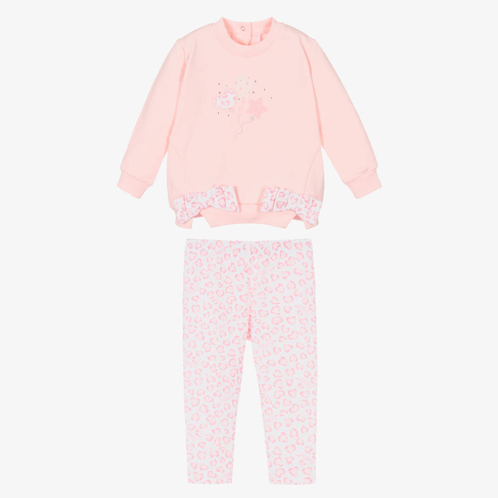 A Dee-Girls Pink Cotton Balloon Leggings Set | Childrensalon Outlet