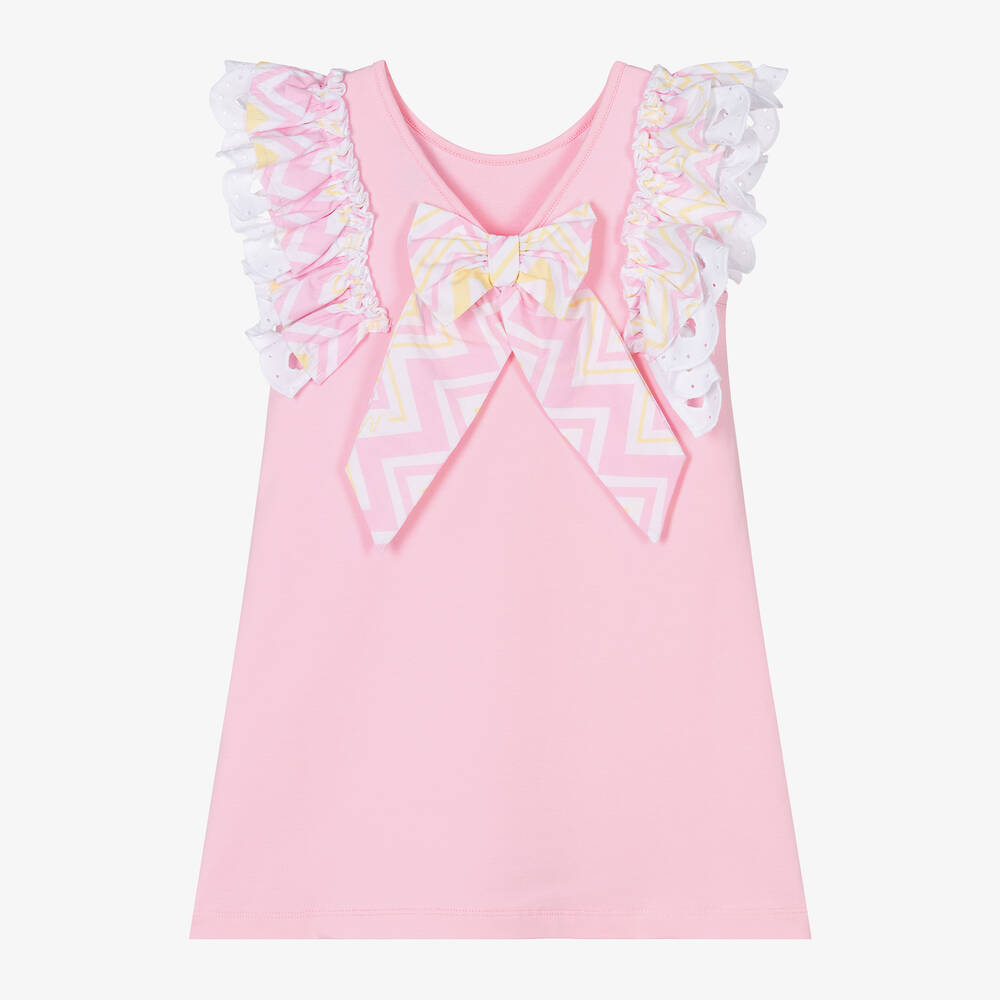 A Dee-فستان قطن جيرسي لون زهري مزين بفيونكة | Childrensalon Outlet