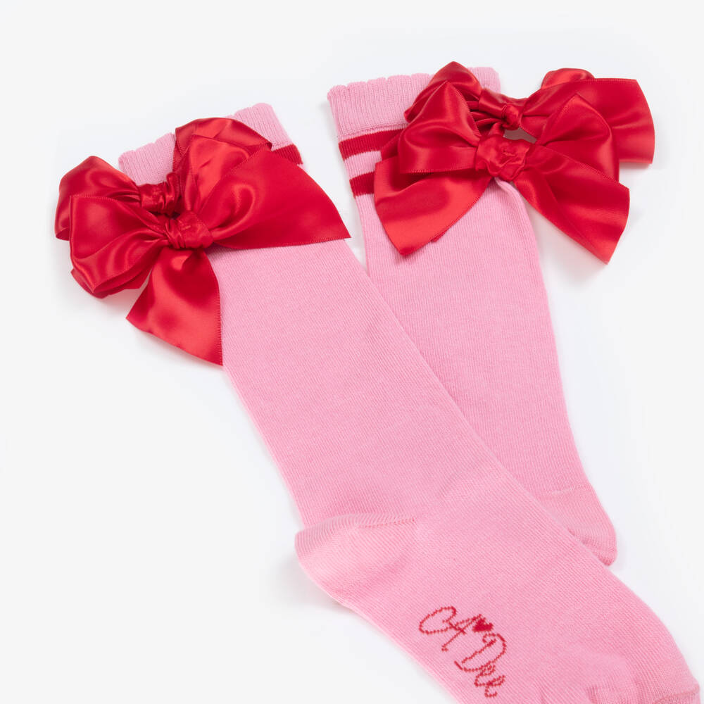 A Dee-جوارب قطنية وردية للبنات مع فيونكة | Childrensalon Outlet