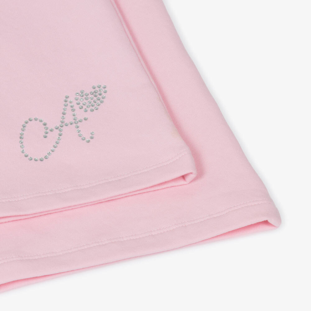 A Dee-Girls Pink Cotton Diamanté Logo Trouser Set with Bow | Childrensalon Outlet