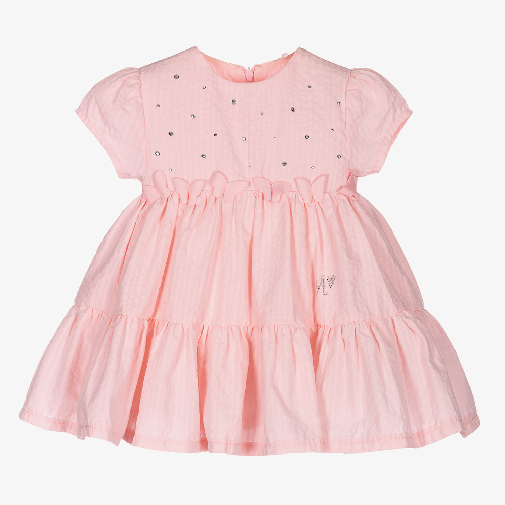 A Dee - Girls Pink Cotton Dress Set | Childrensalon