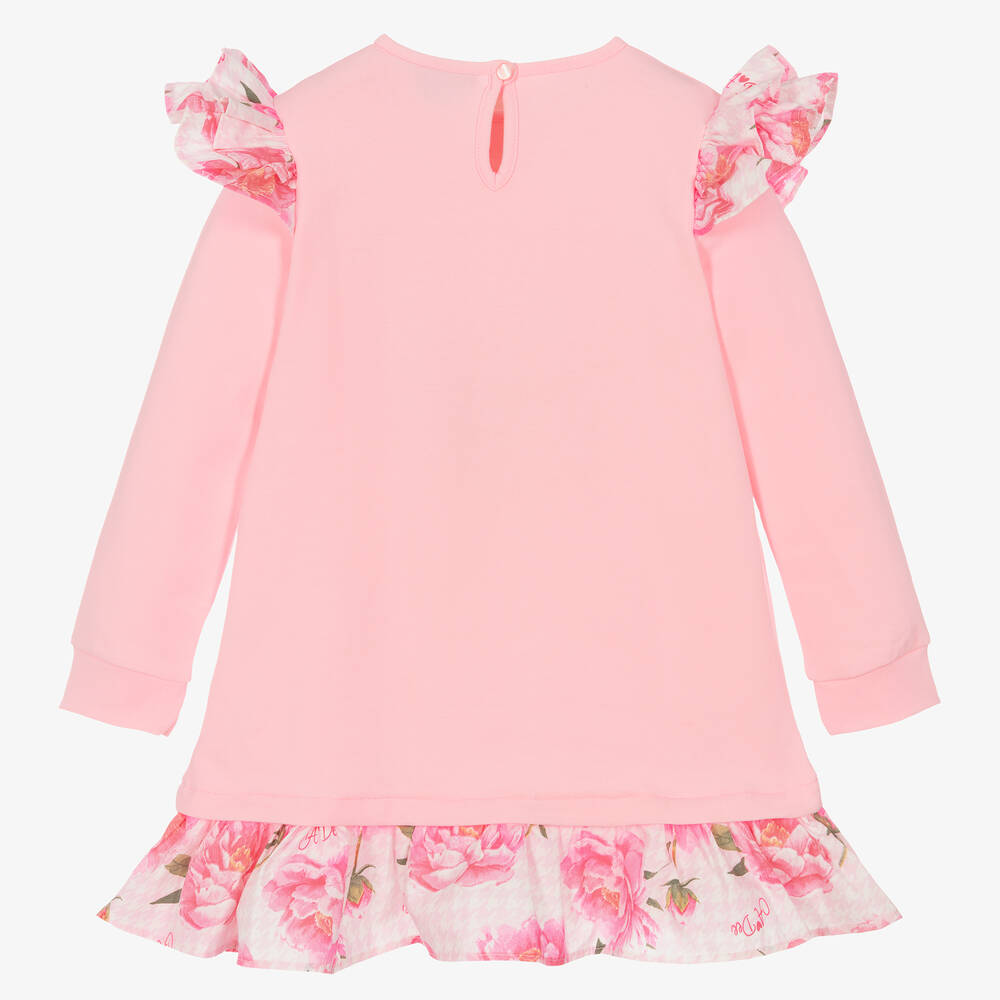 A Dee-فستان قطن جيرسي مزين بكشكش لون زهري | Childrensalon Outlet