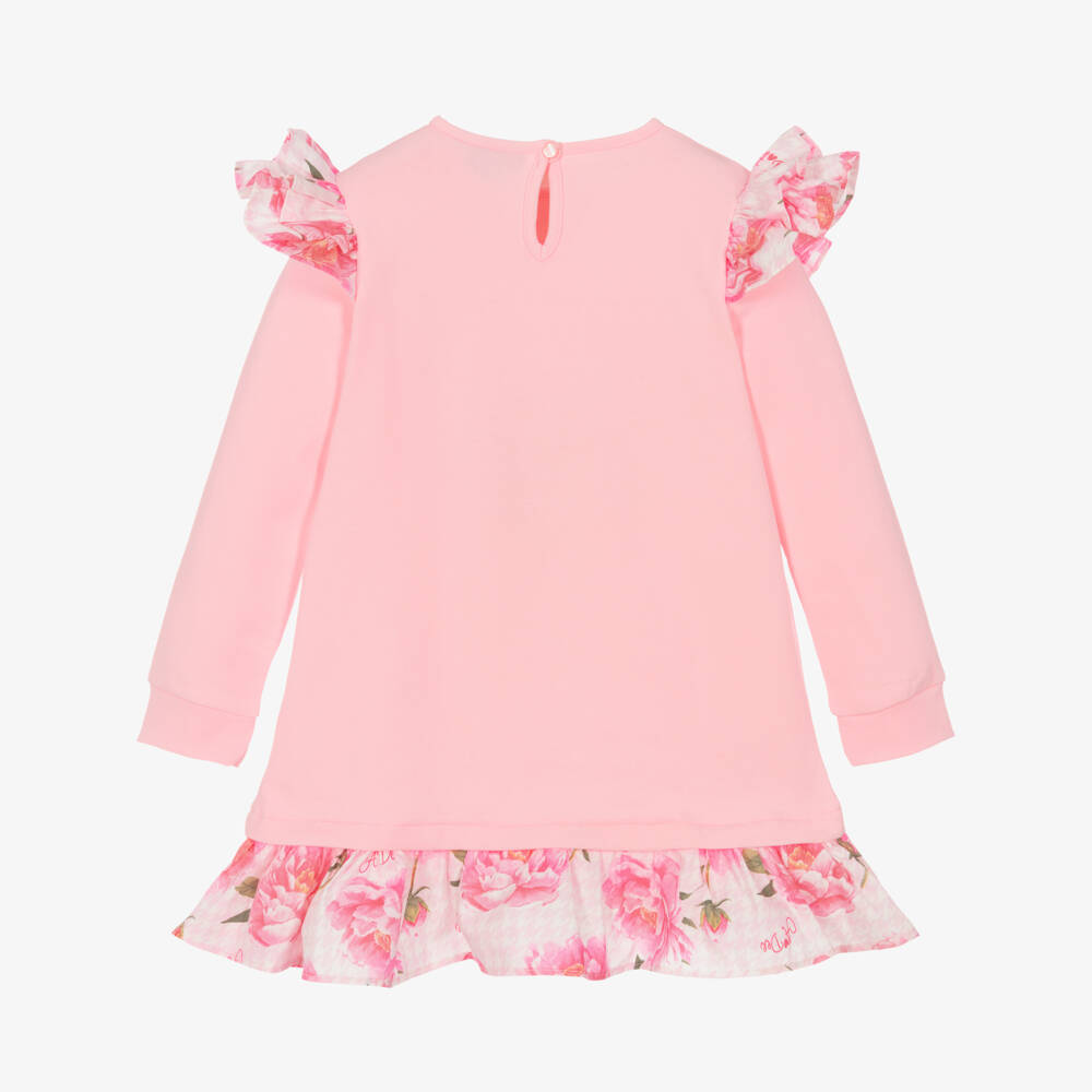 A Dee-فستان قطن جيرسي مزين بكشكش لون زهري | Childrensalon Outlet