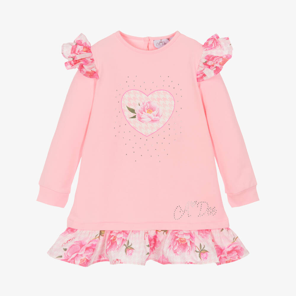 A Dee-Girls Pink Cotton Frill Dress | Childrensalon Outlet