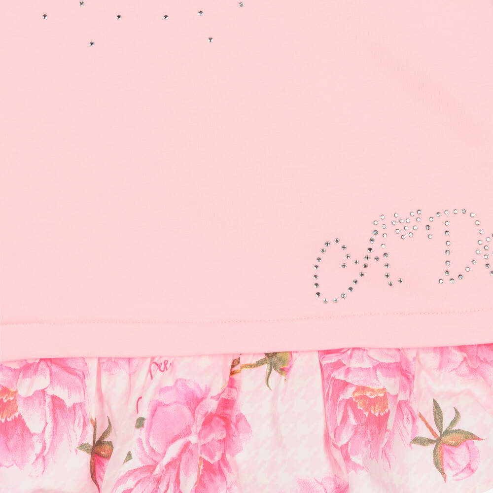 A Dee-فستان قطن جيرسي مزين بكشكش لون زهري | Childrensalon Outlet