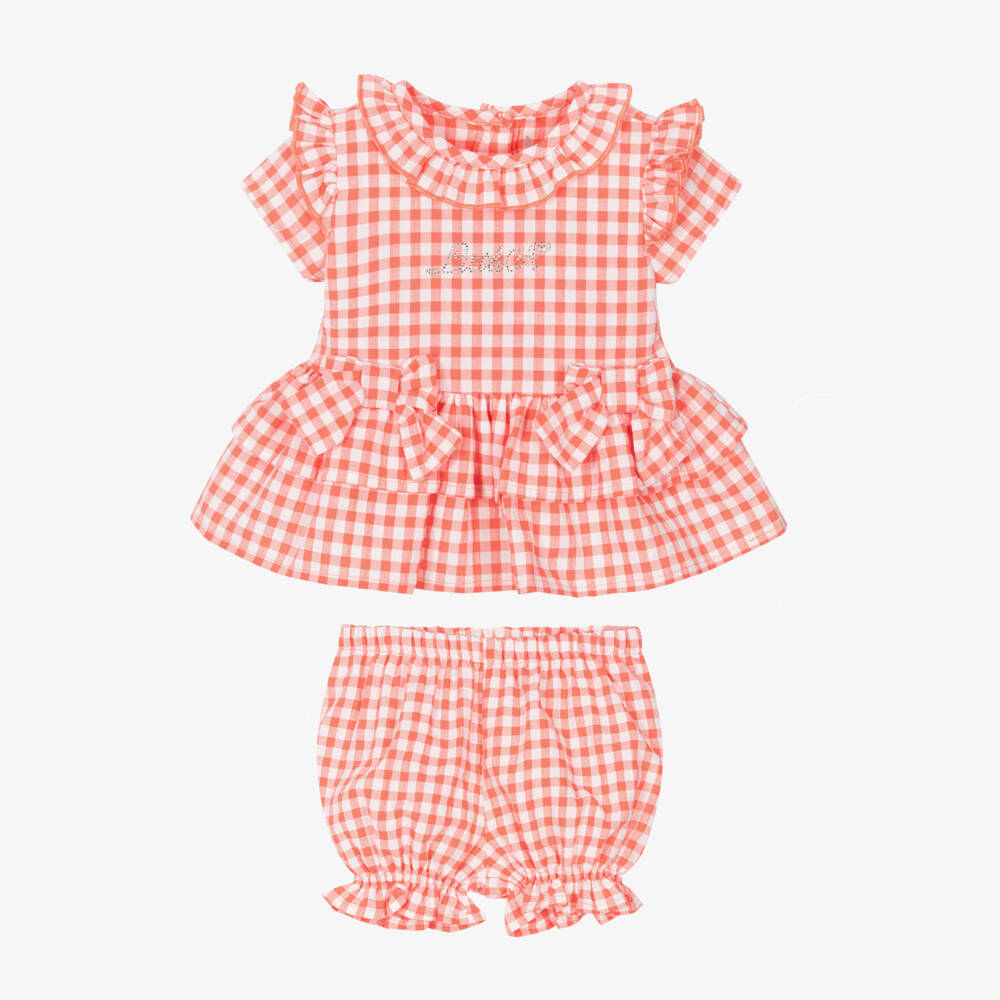 A Dee-Розовое платье и трусики на подгузник в клетку | Childrensalon Outlet