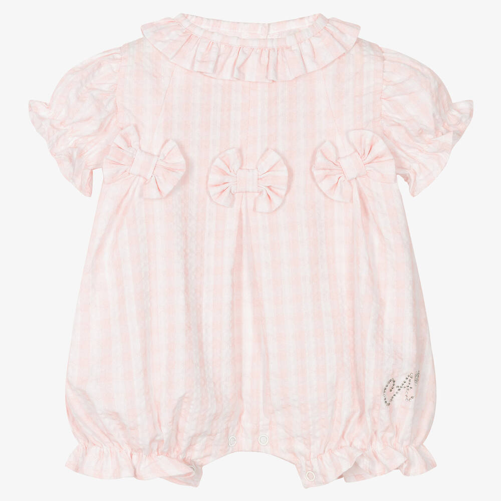 A Dee - Girls Pink Cotton Gingham Shortie | Childrensalon