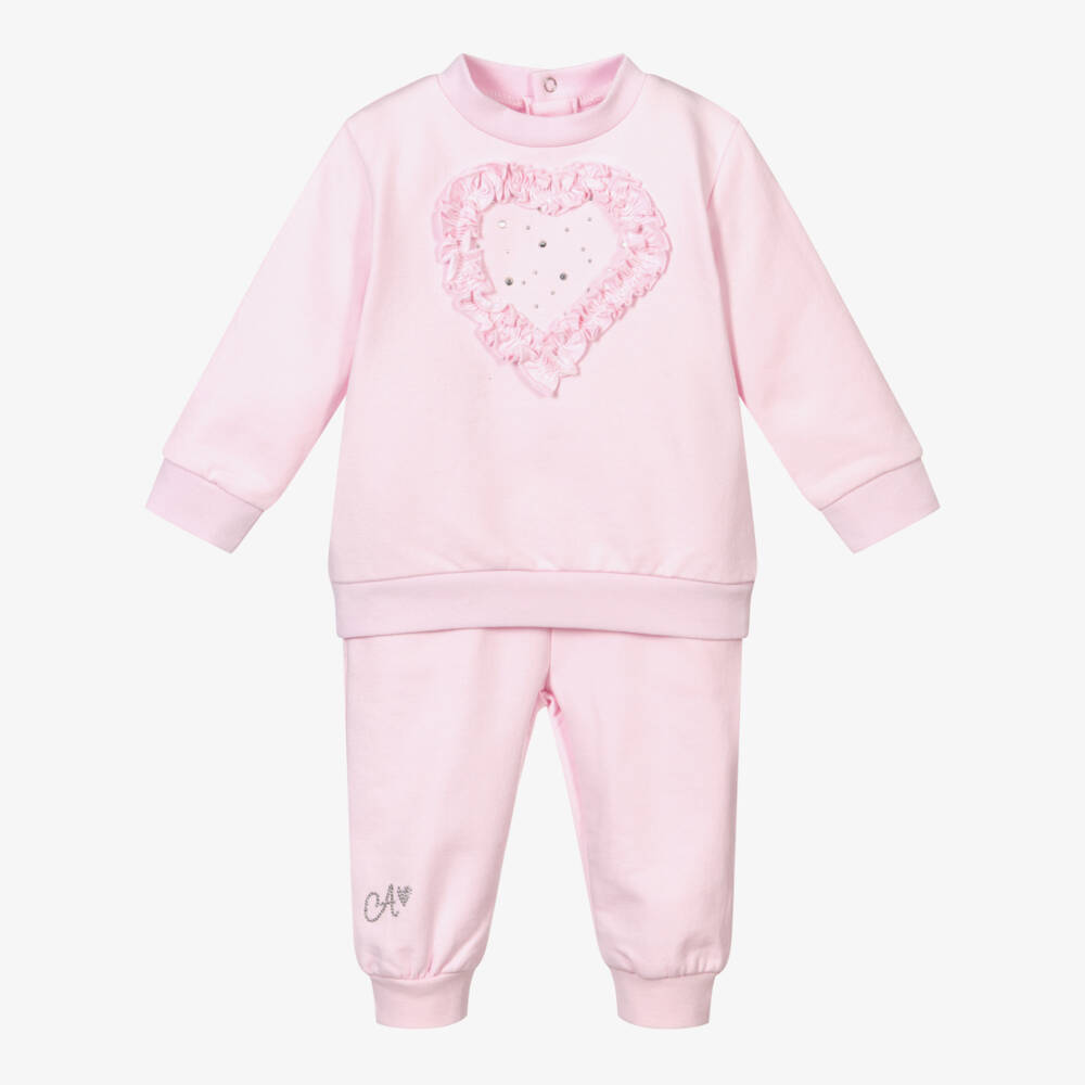 A Dee-Girls Pink Cotton Heart Tracksuit | Childrensalon Outlet