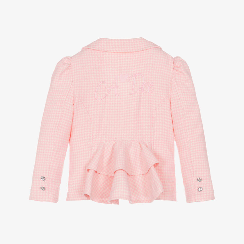 A Dee-Girls Pink Cotton Houndstooth Blazer | Childrensalon Outlet
