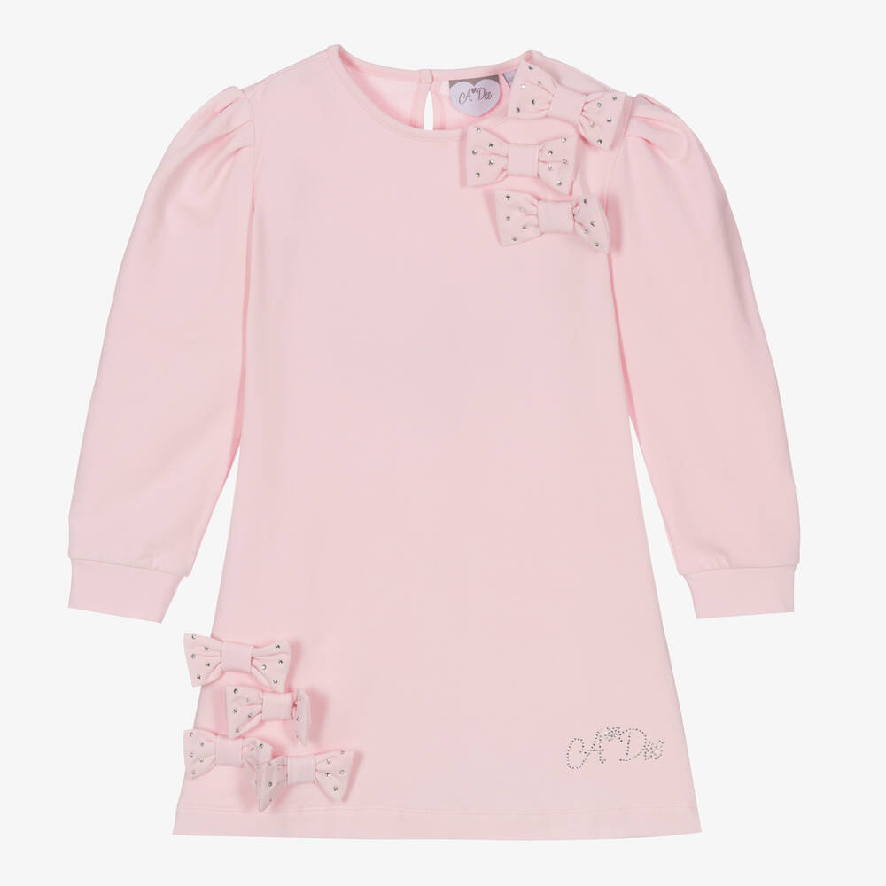 A Dee - Girls Pink Cotton Jersey Dress | Childrensalon