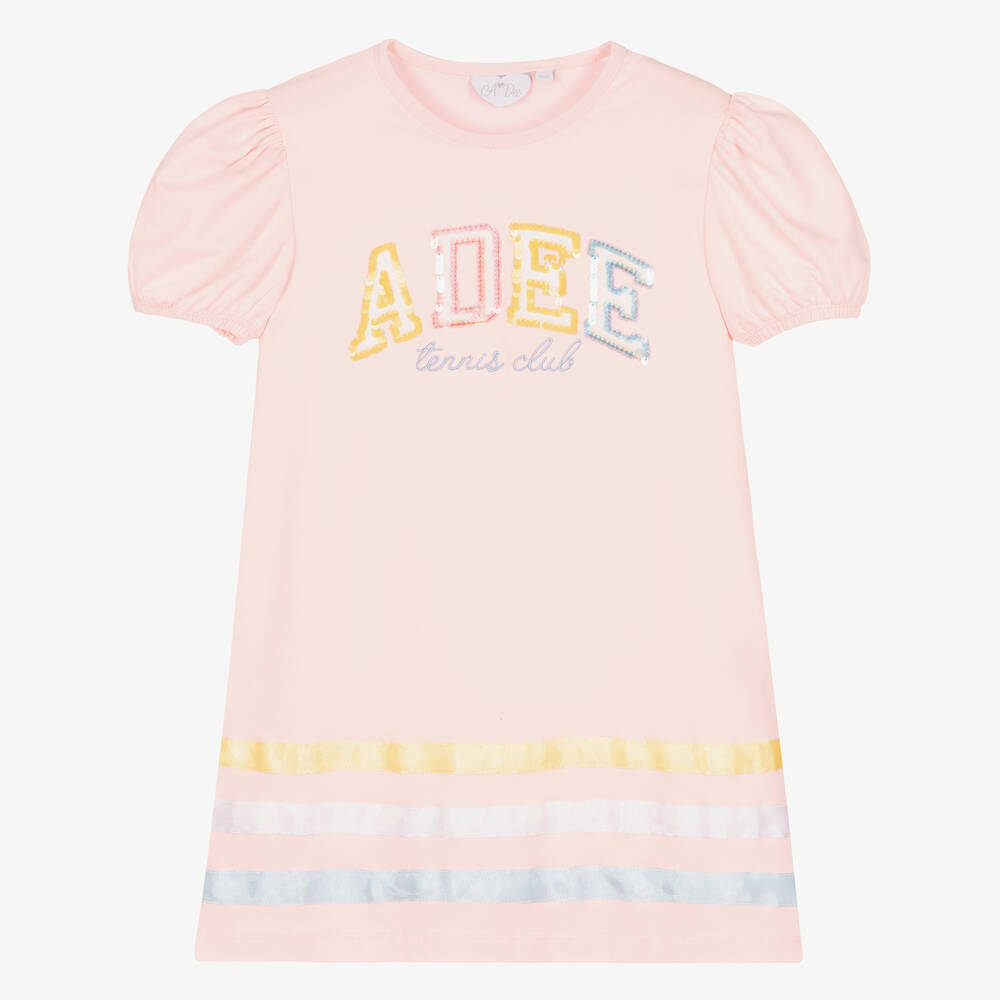 A Dee - Розовое платье из хлопкового джерси | Childrensalon