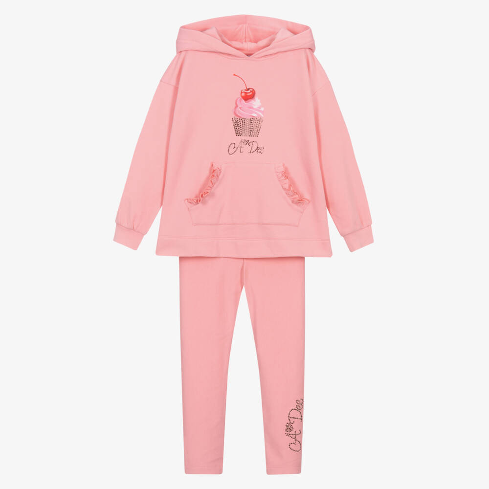 A Dee-Girls Pink Cotton Jersey Hoodie & Leggings Set | Childrensalon Outlet