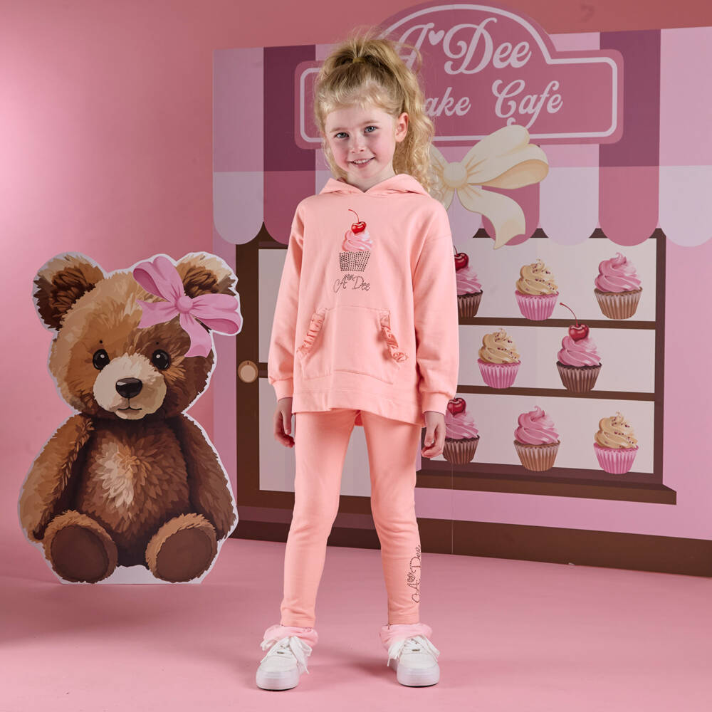 A Dee-Girls Pink Cotton Jersey Hoodie & Leggings Set | Childrensalon Outlet
