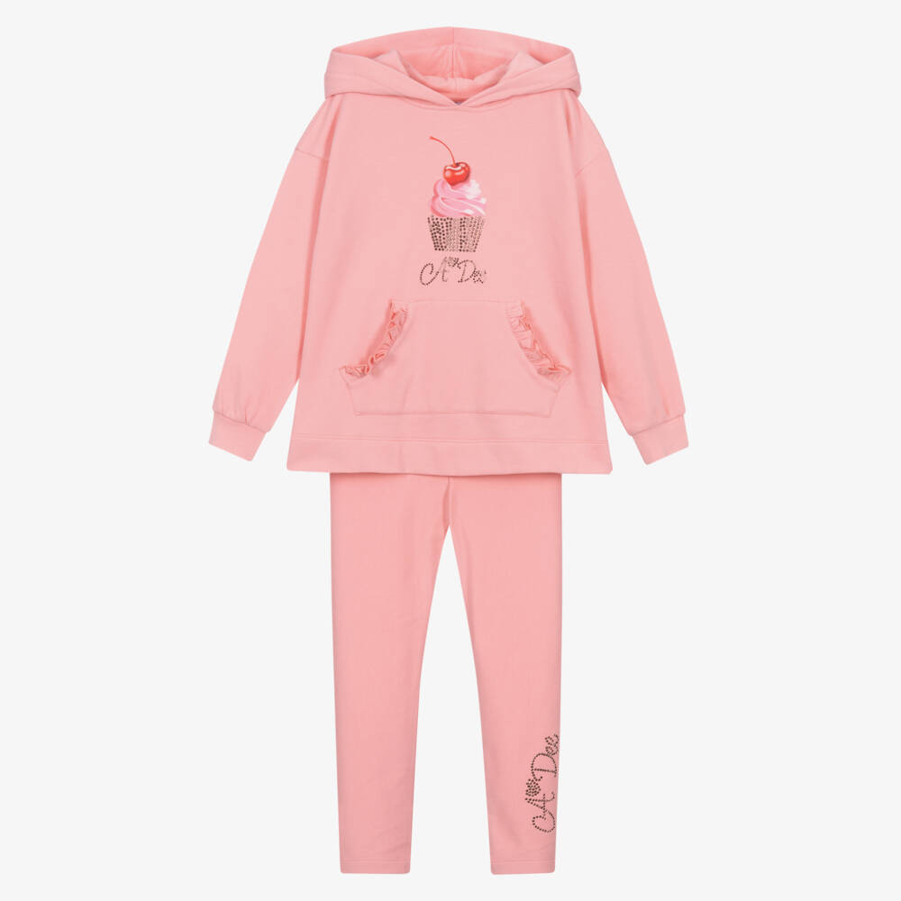A Dee-Girls Pink Cotton Jersey Hoodie & Leggings Set | Childrensalon Outlet