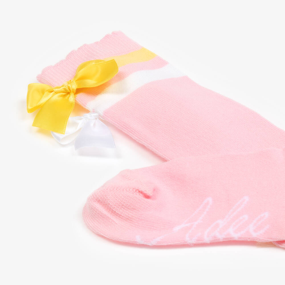 A Dee-Girls Pink Cotton Knee-High Socks | Childrensalon Outlet