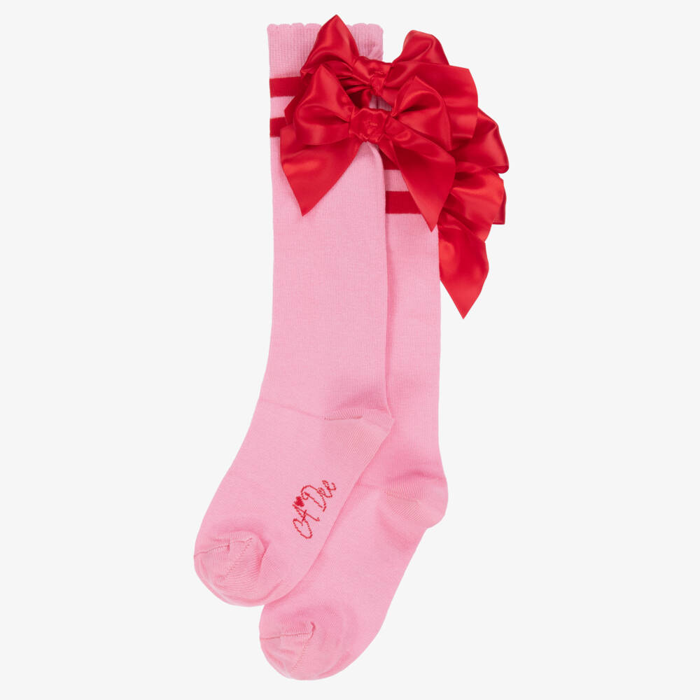 A Dee-جوارب قطنية وردية للبنات مع فيونكة | Childrensalon Outlet
