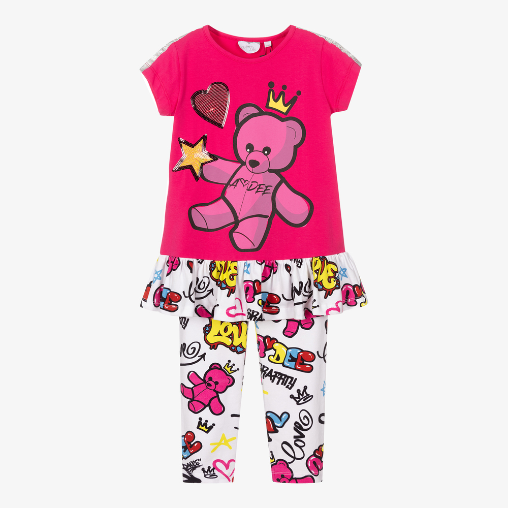 A Dee - Girls Pink Cotton Legging Set | Childrensalon
