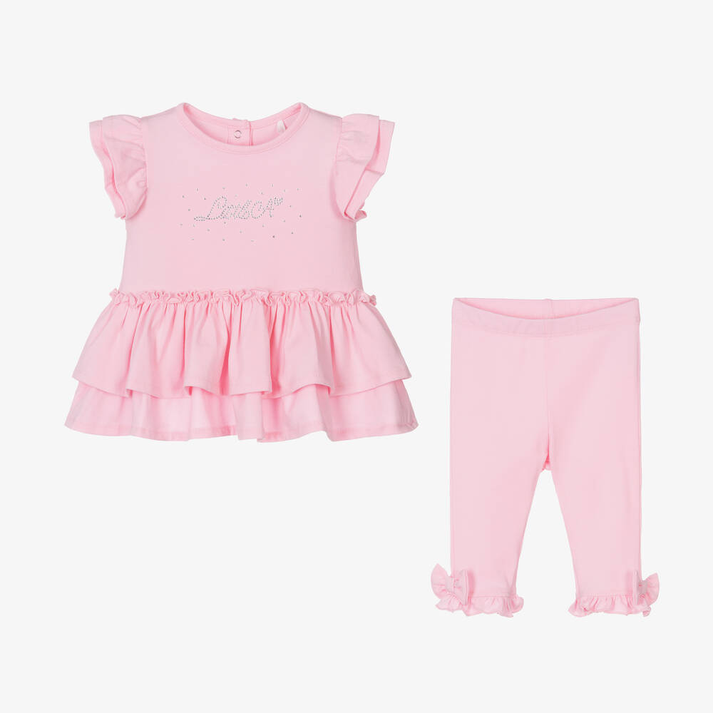 A Dee-Girls Pink Cotton Leggings Set | Childrensalon Outlet