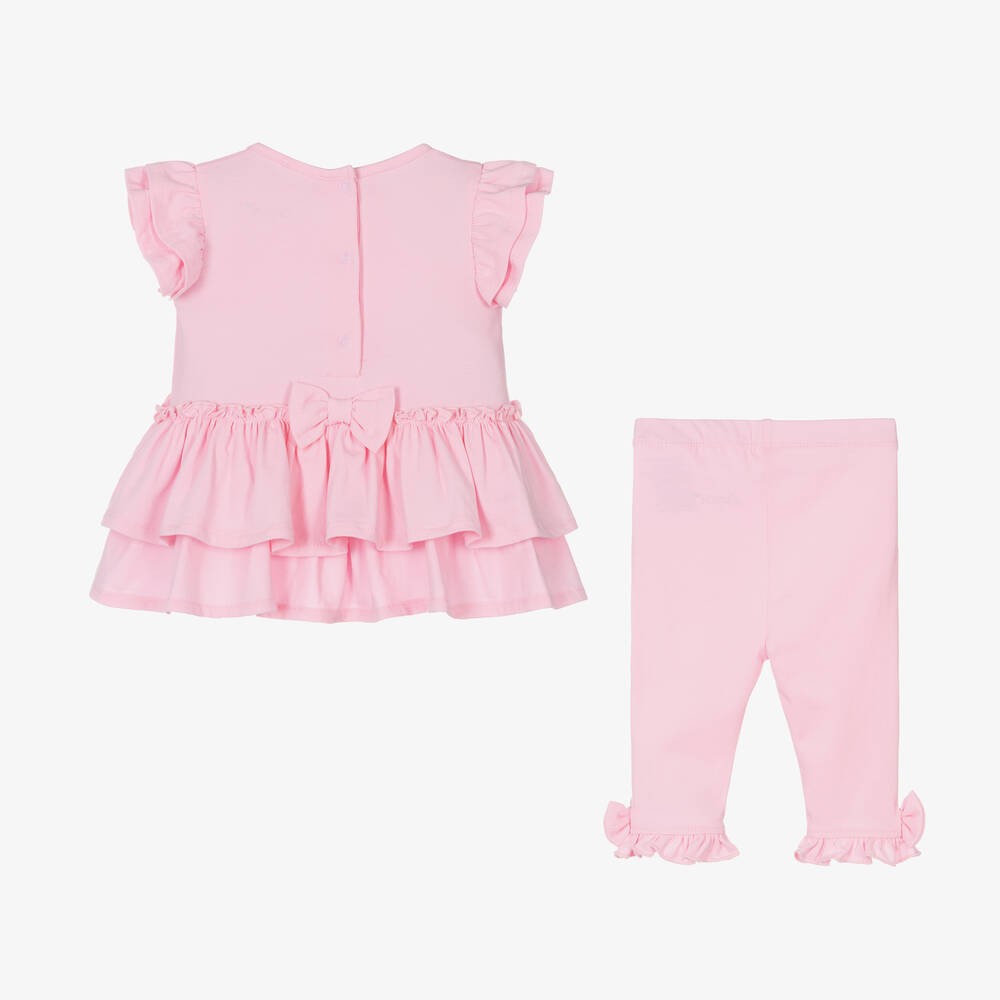 A Dee-Girls Pink Cotton Leggings Set | Childrensalon Outlet