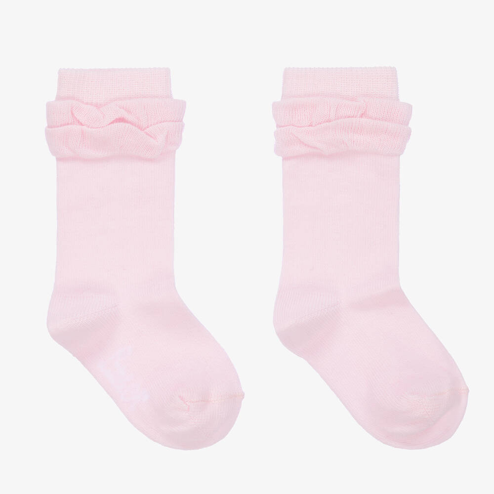 A Dee - Girls Pink Cotton Ruffle Socks | Childrensalon