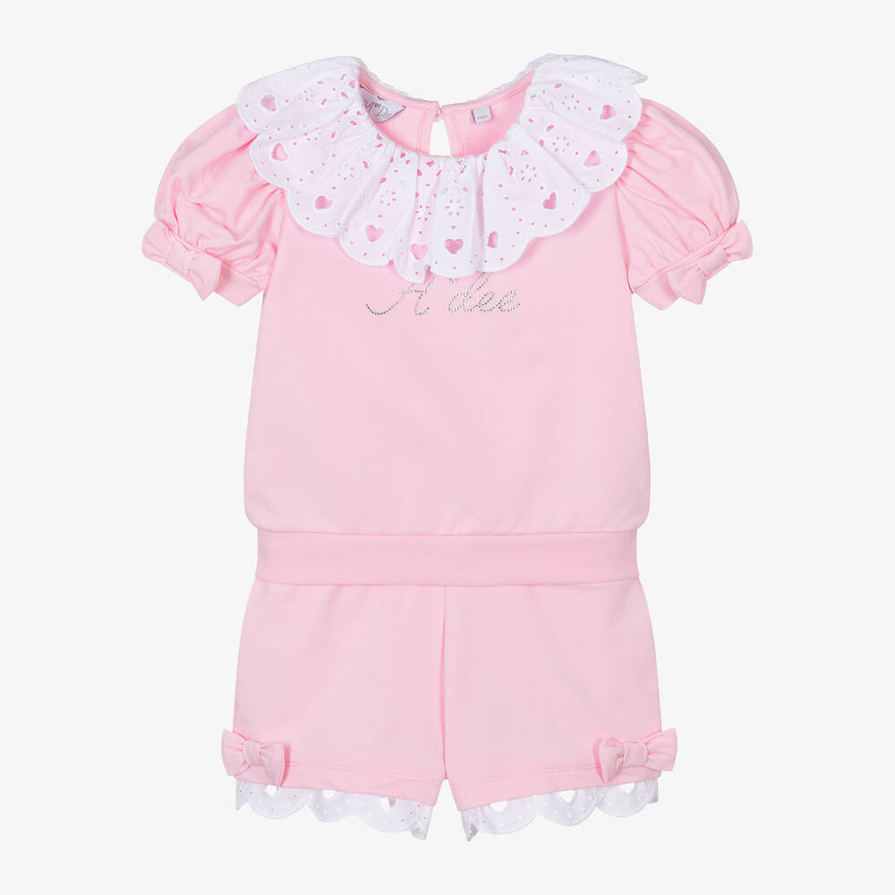 A Dee-Girls Pink Cotton Shorts Set | Childrensalon Outlet