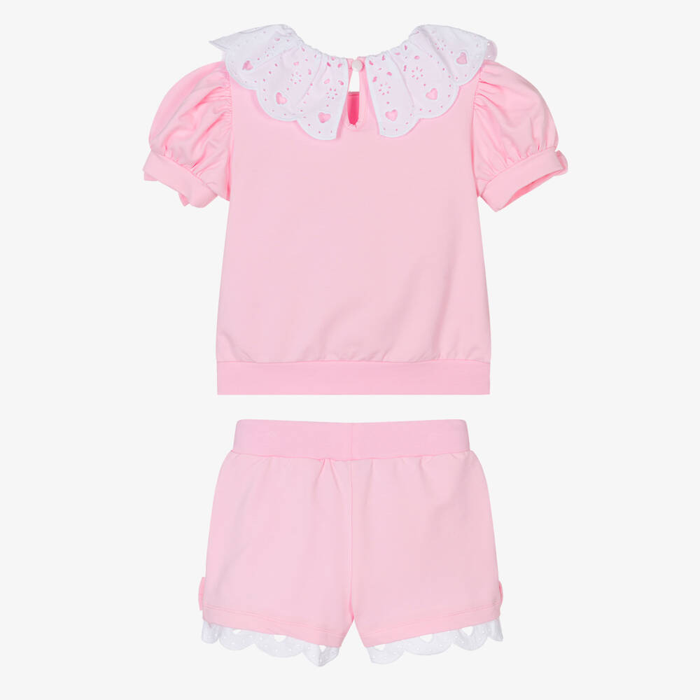 A Dee-Girls Pink Cotton Shorts Set | Childrensalon Outlet