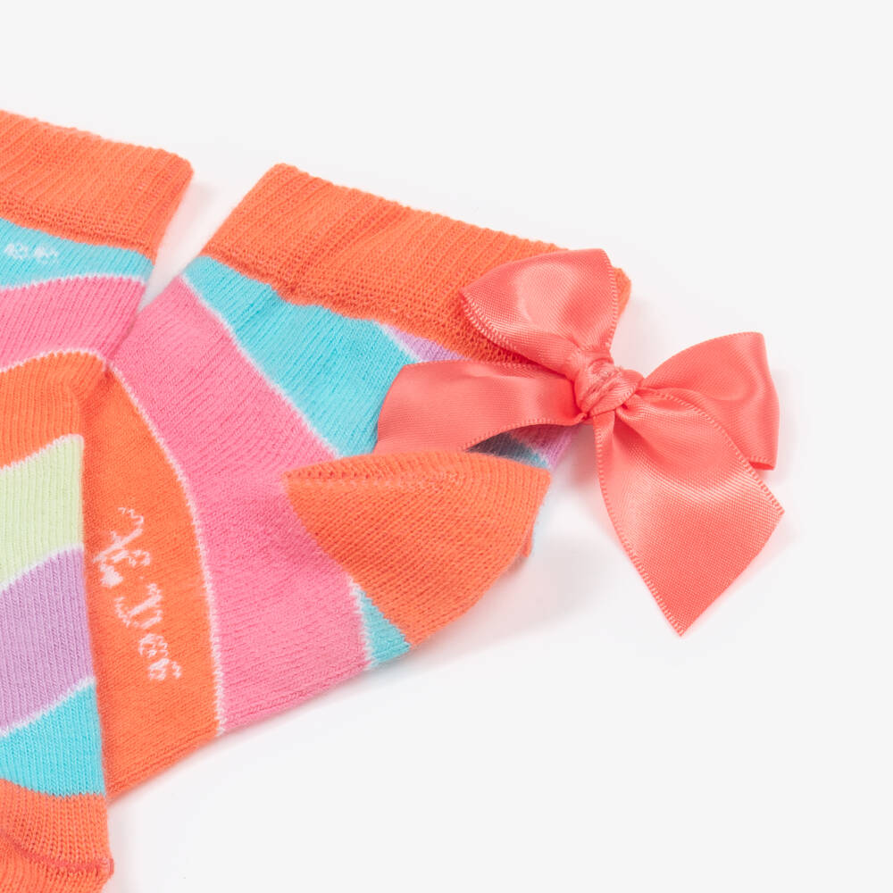 A Dee-Girls Pink Cotton Striped Socks | Childrensalon Outlet