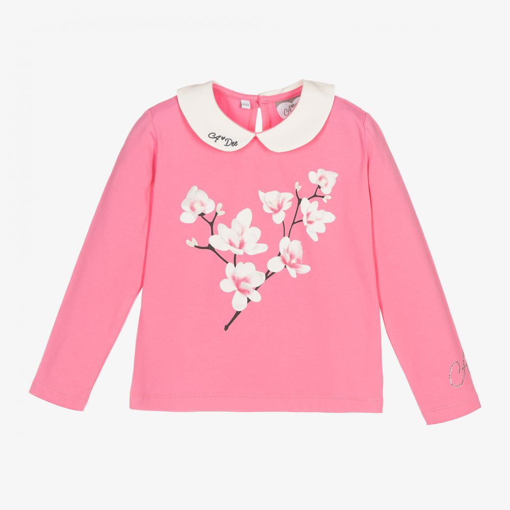 A Dee - Girls Pink Cotton Top | Childrensalon