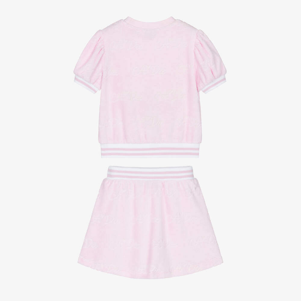 A Dee-Girls Pink Cotton Towelling Ensemble | Childrensalon Outlet