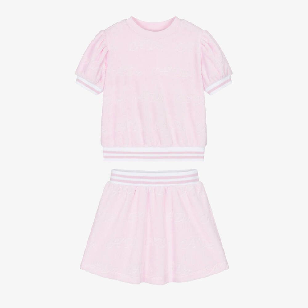 A Dee-Girls Pink Cotton Towelling Ensemble | Childrensalon Outlet