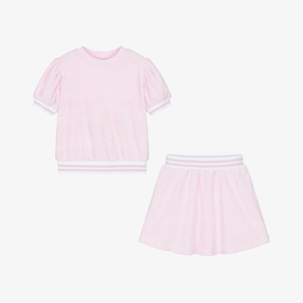 A Dee-Girls Pink Cotton Towelling Ensemble | Childrensalon Outlet