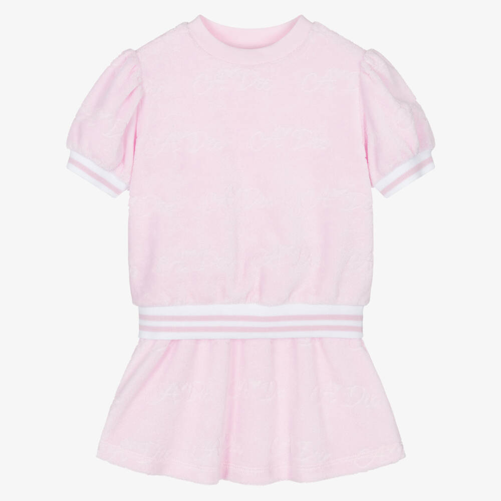 A Dee-Girls Pink Cotton Towelling Ensemble | Childrensalon Outlet