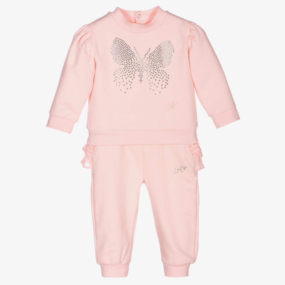 A Dee - Survêtement coton rose Fille | Childrensalon