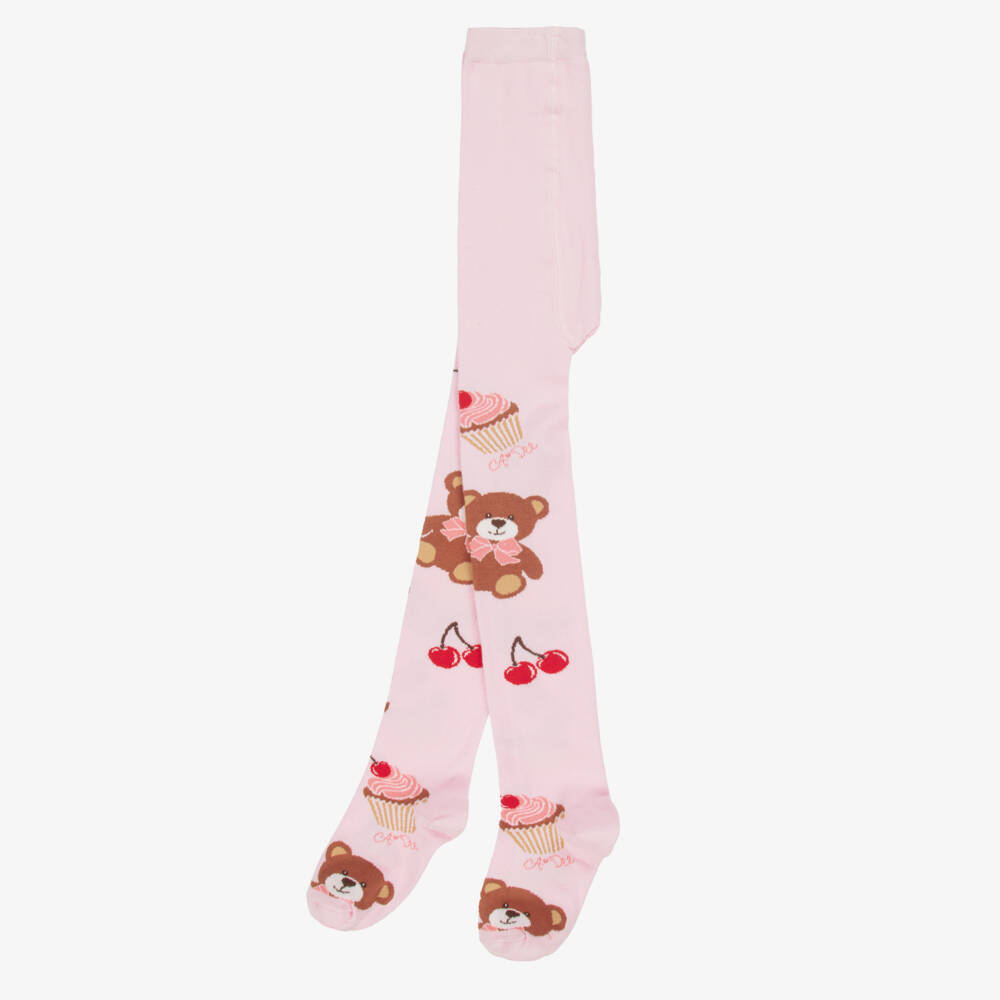 A Dee-Колготки для девочек розовые с мишкой и кексом | Childrensalon Outlet