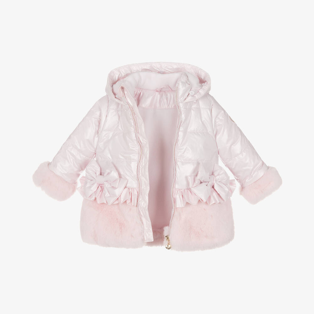 A Dee-Girls Pink Faux Fur Hooded Puffer Coat | Childrensalon Outlet