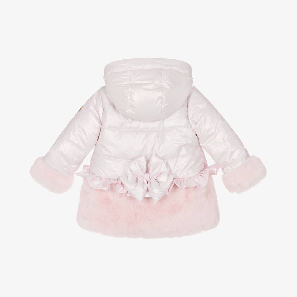A Dee-Girls Pink Faux Fur Hooded Puffer Coat | Childrensalon Outlet