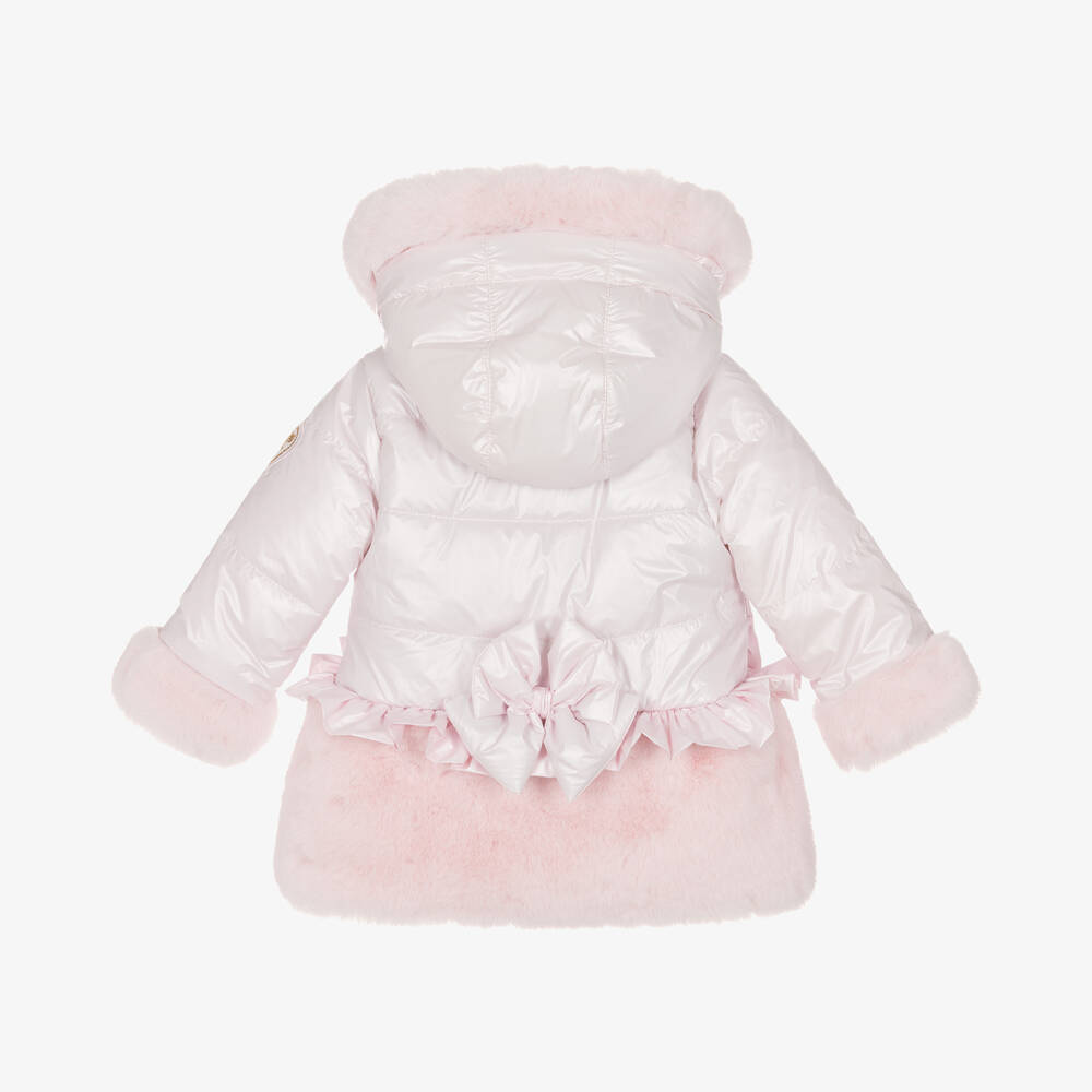 A Dee-Girls Pink Faux Fur Hooded Puffer Coat | Childrensalon Outlet