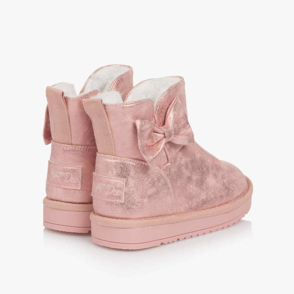 A Dee-Girls Pink Faux Leather Bow Boots | Childrensalon Outlet
