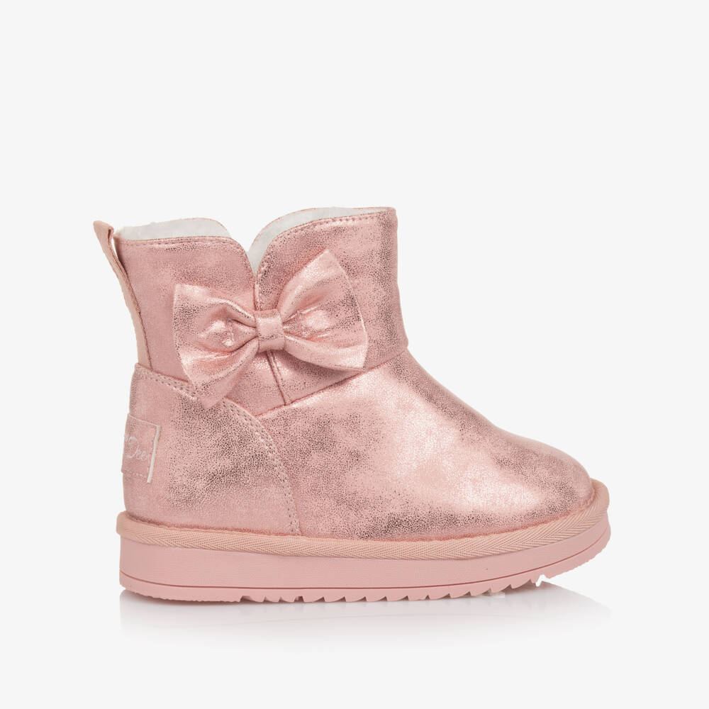 A Dee-Girls Pink Faux Leather Bow Boots | Childrensalon Outlet