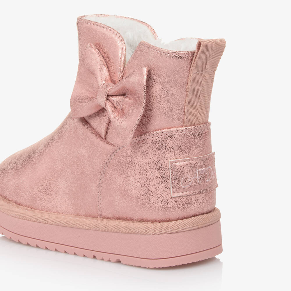A Dee-Girls Pink Faux Leather Bow Boots | Childrensalon Outlet