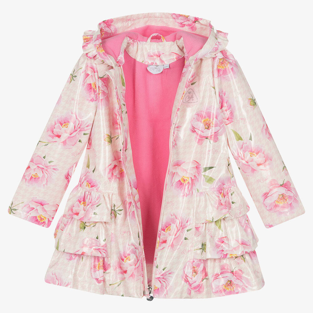 A Dee-Girls Pink Floral Frilled Raincoat | Childrensalon Outlet