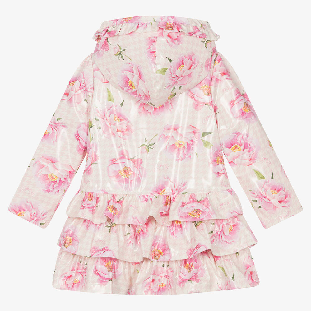 A Dee-Girls Pink Floral Frilled Raincoat | Childrensalon Outlet