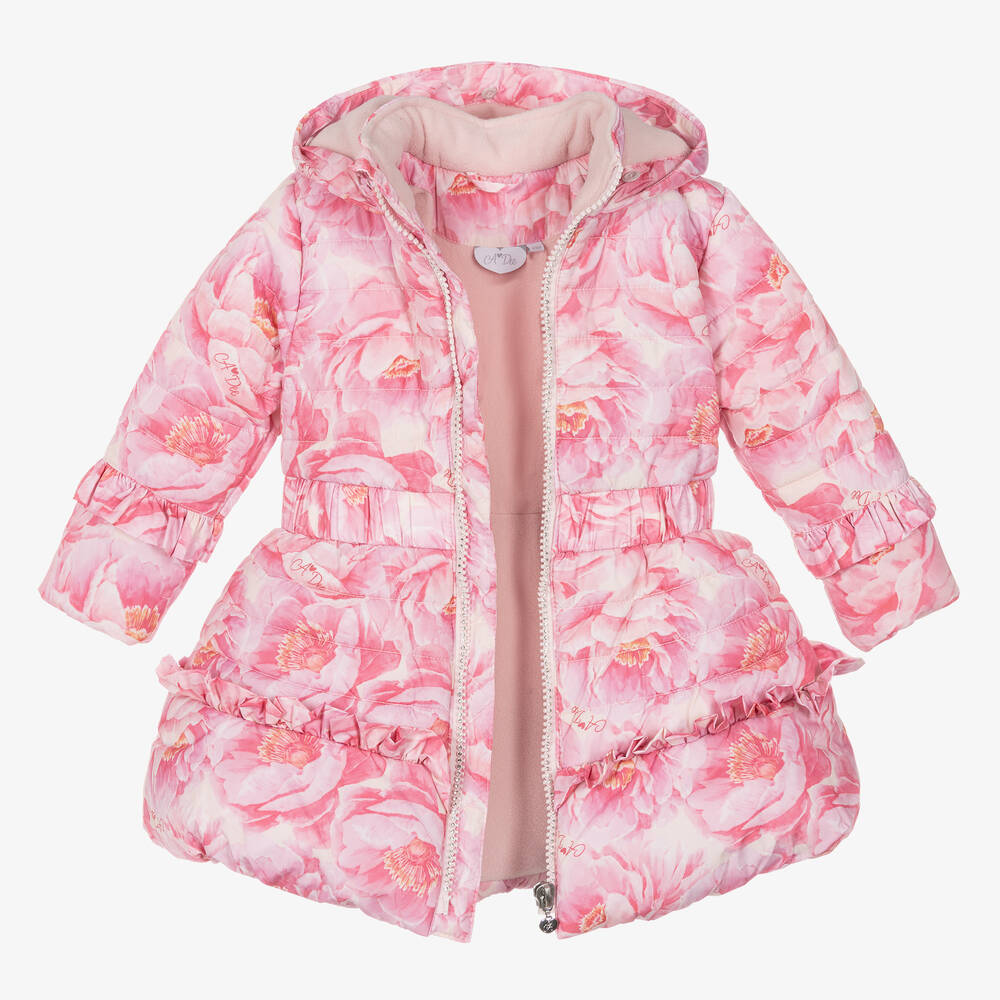 A Dee-Girls Pink Floral Puffer Coat | Childrensalon Outlet